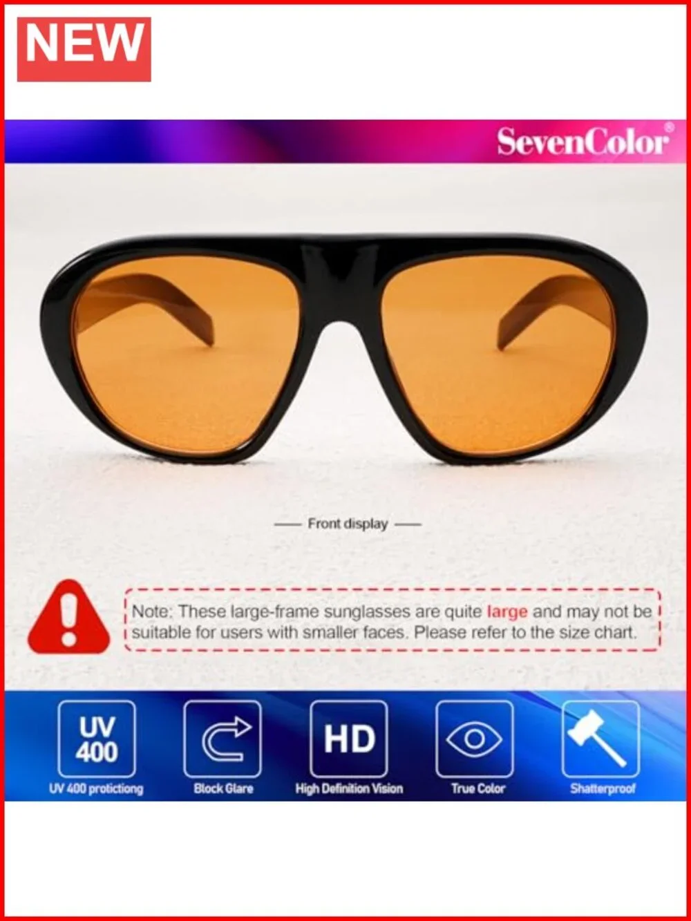 Oversized Retro Aviator Sunglasses for Women Men